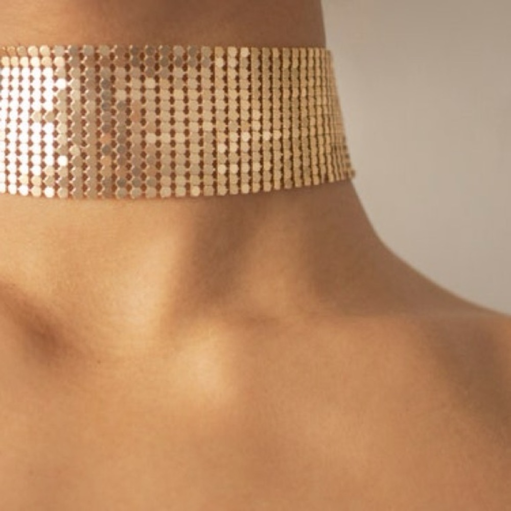 Gold Sparkly Sequin Mesh Necklace